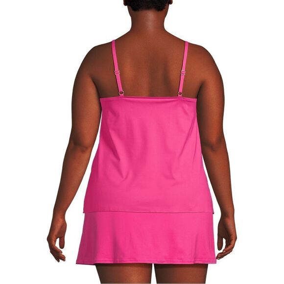 Land’s End plus standard size tulip hem adjust cup tankini Prism Pink Various - Picture 5 of 7